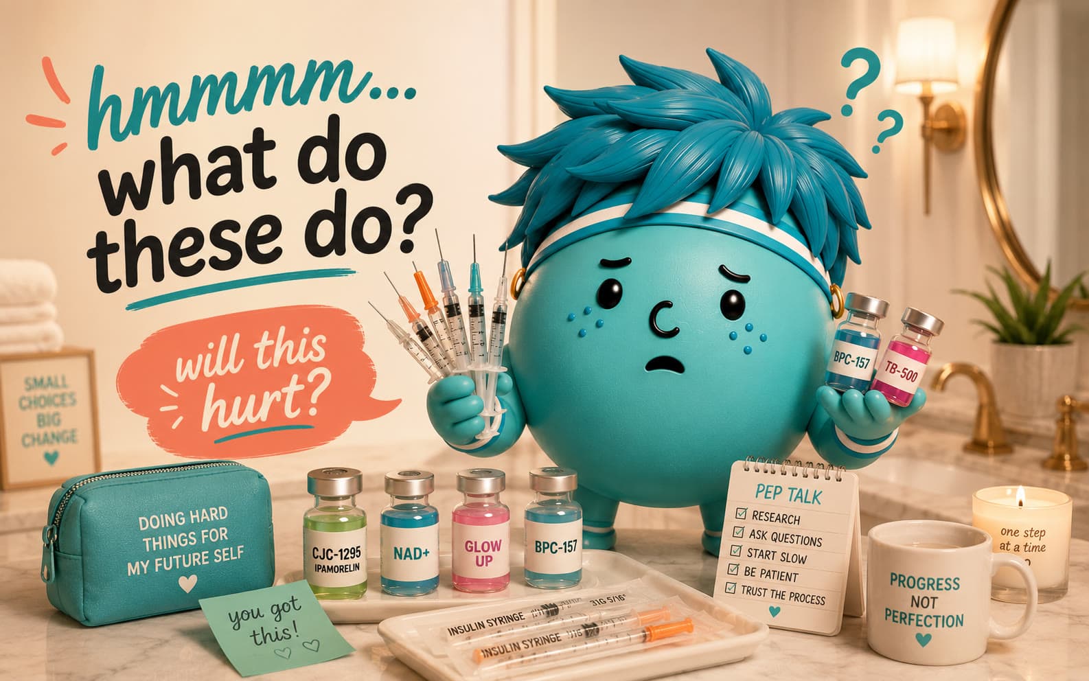 Pep holding peptide vials and syringes, wondering what do these do and will this hurt
